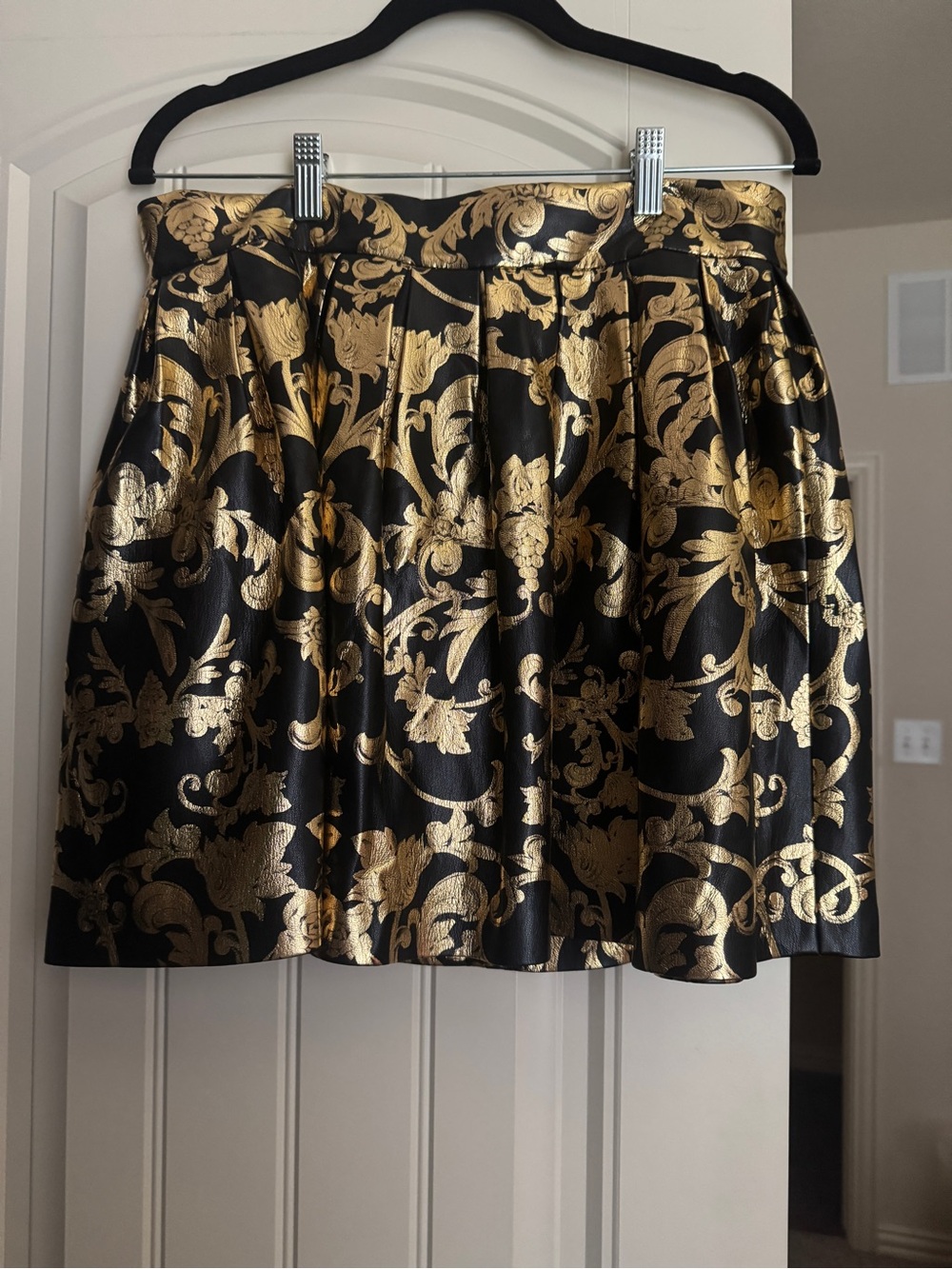 Alice + Olivia Black and Gold Baroque Circle Skirt